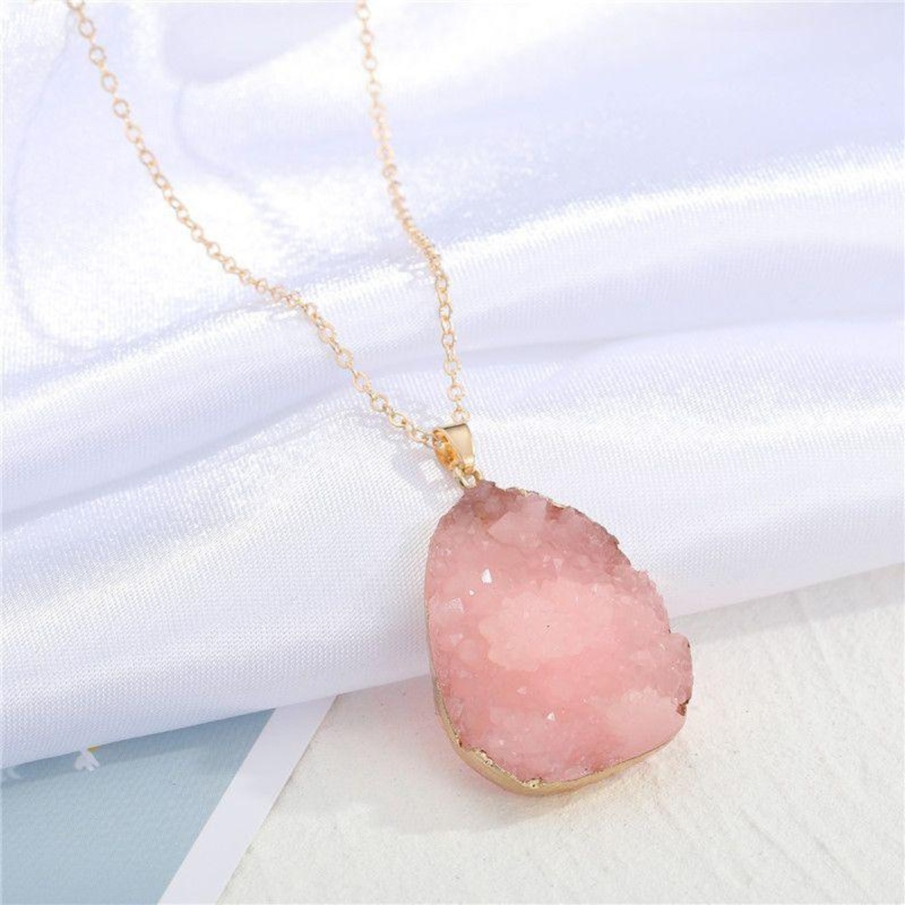 Quartz Style Necklace Pink
